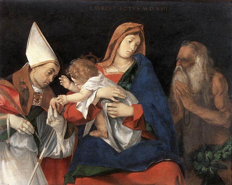 Lorenzo Lotto Madonna and Child with St Ignatius of Antioch and St Onophrius China oil painting art